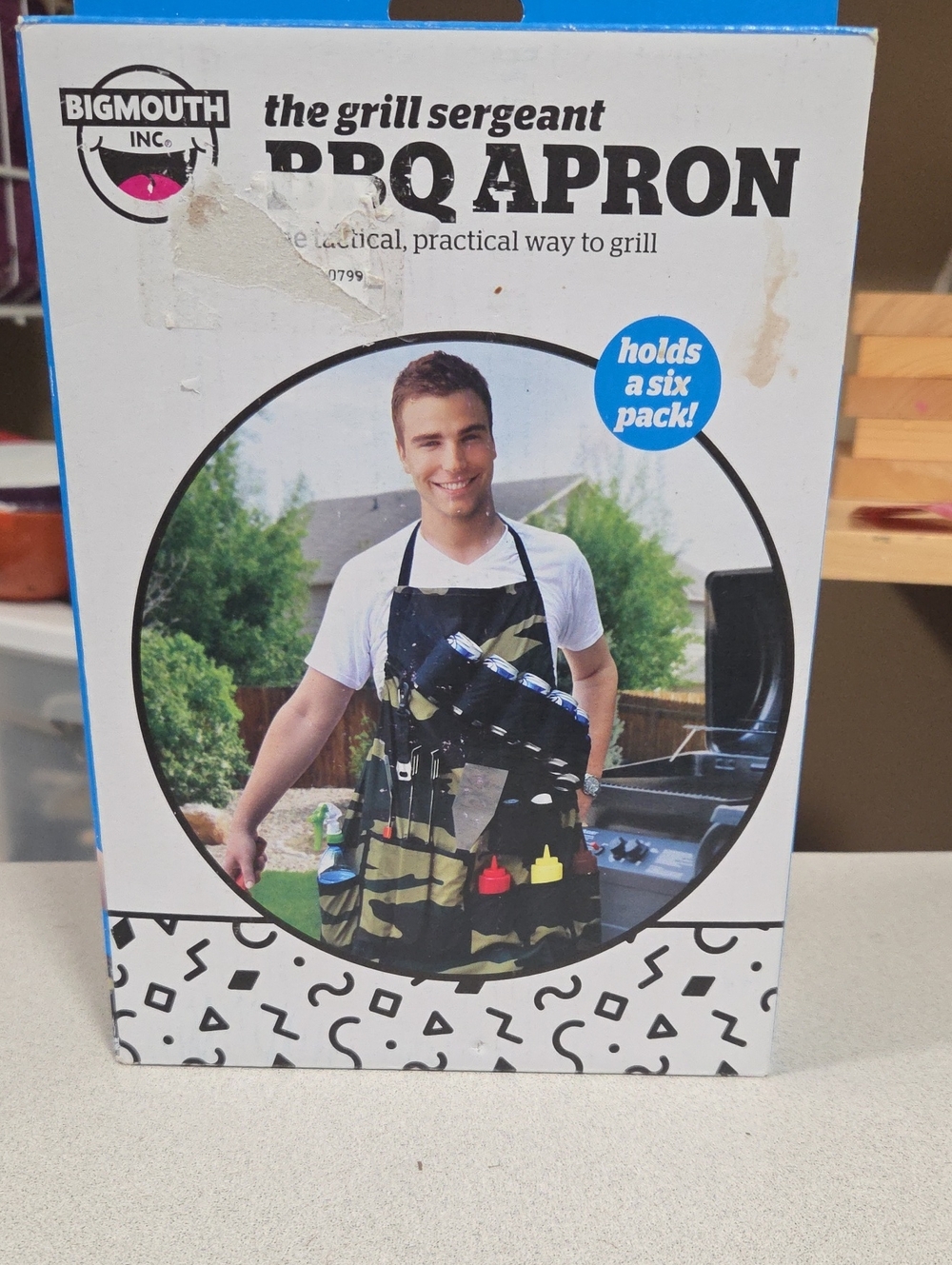 BigMouth Grill Sergeant Pro Apron — Green Camouflage BBQ Apron